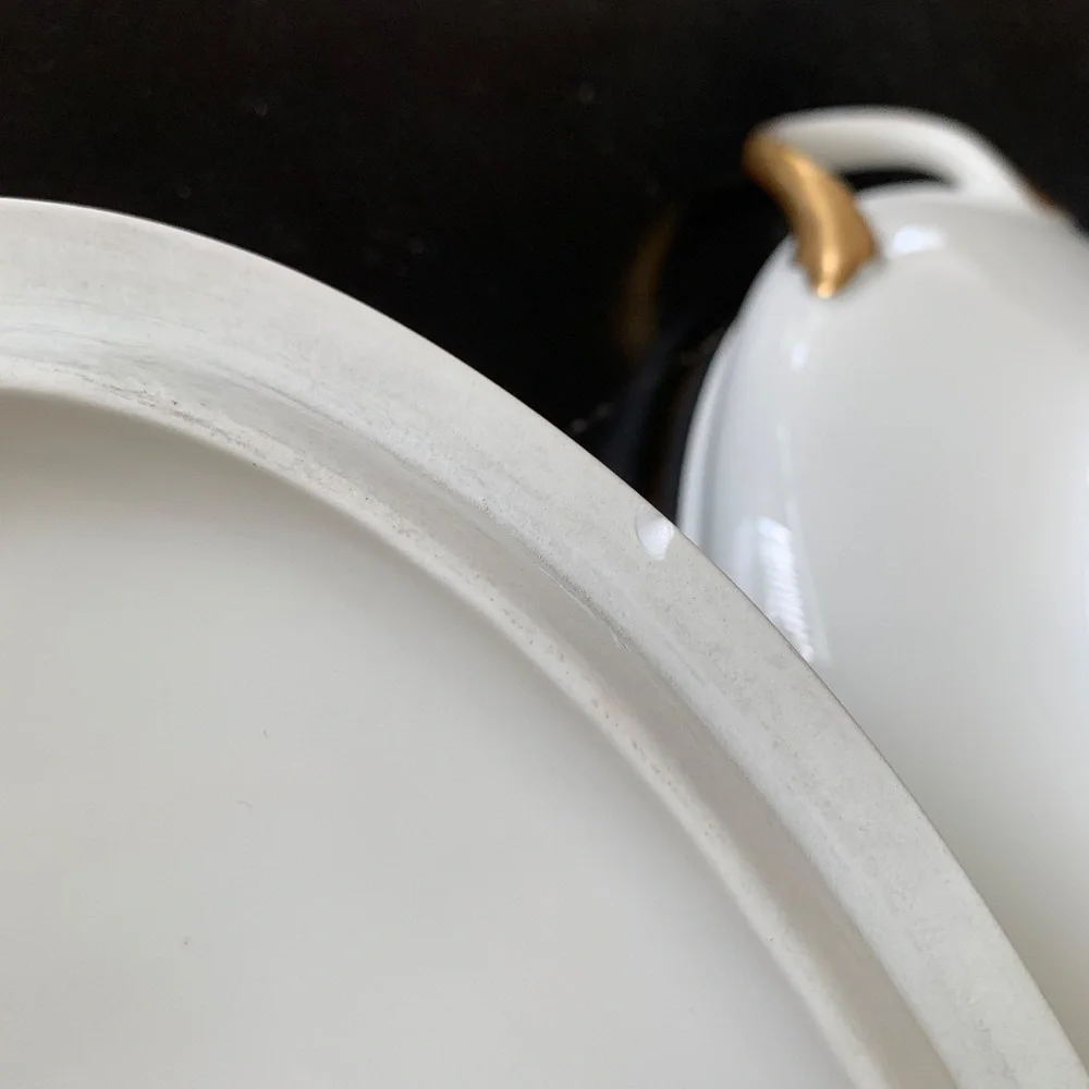 Vintage Limoges France Theodore Haviland Claridge Gold Trim Covered Serving Dish